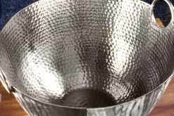 Handgearbeitete Deko Schale ORIENT 40cm silber Metall Hammerschlag Design