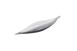 Handgearbeitete Deko Schale SILVER LEAF 40cm silber Aluminium