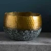 Handgearbeitete Deko Schale ORIENT 19cm gold mit Patina im Classic Hammerschlag Design
