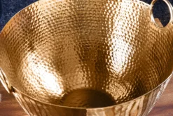 Handgearbeitete Deko Schale ORIENT 40cm gold Metall Hammerschlag Design