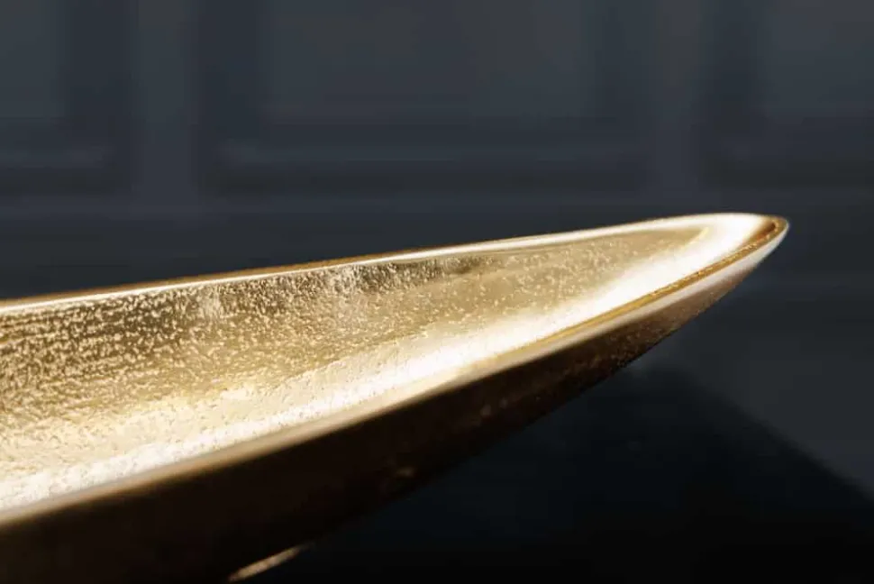 Handgearbeitete Deko Schale GOLD LEAF 80cm antik gold Aluminium