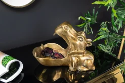 Handgearbeitete Deko Schale HIPPO 30cm messing gold Metall Aluminium