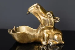 Handgearbeitete Deko Schale HIPPO 30cm messing gold Metall Aluminium