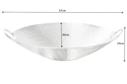 Handgearbeitete Deko Schale ORIENT 55cm silber Metall Hammerschlag Design