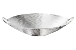 Handgearbeitete Deko Schale ORIENT 55cm silber Metall Hammerschlag Design