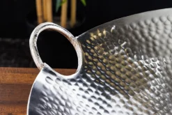 Handgearbeitete Deko Schale ORIENT 55cm silber Metall Hammerschlag Design