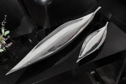 Handgearbeitete Deko Schale SILVER LEAF 80cm silber Aluminium