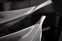 Handgearbeitete Deko Schale SILVER LEAF 80cm silber Aluminium