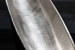 Handgearbeitete Deko Schale SILVER LEAF 80cm silber Aluminium
