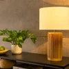 Handgearbeitete Tischlampe GATSBY 50cm natur weiß Weiden- und Kiefernholz