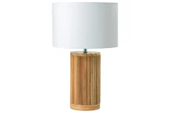 Handgearbeitete Tischlampe GATSBY 50cm natur weiß Weiden- und Kiefernholz