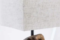 Handgearbeitete Treibholz Tischlampe HYPNOTIC 45cm beige mit Leinenschirm