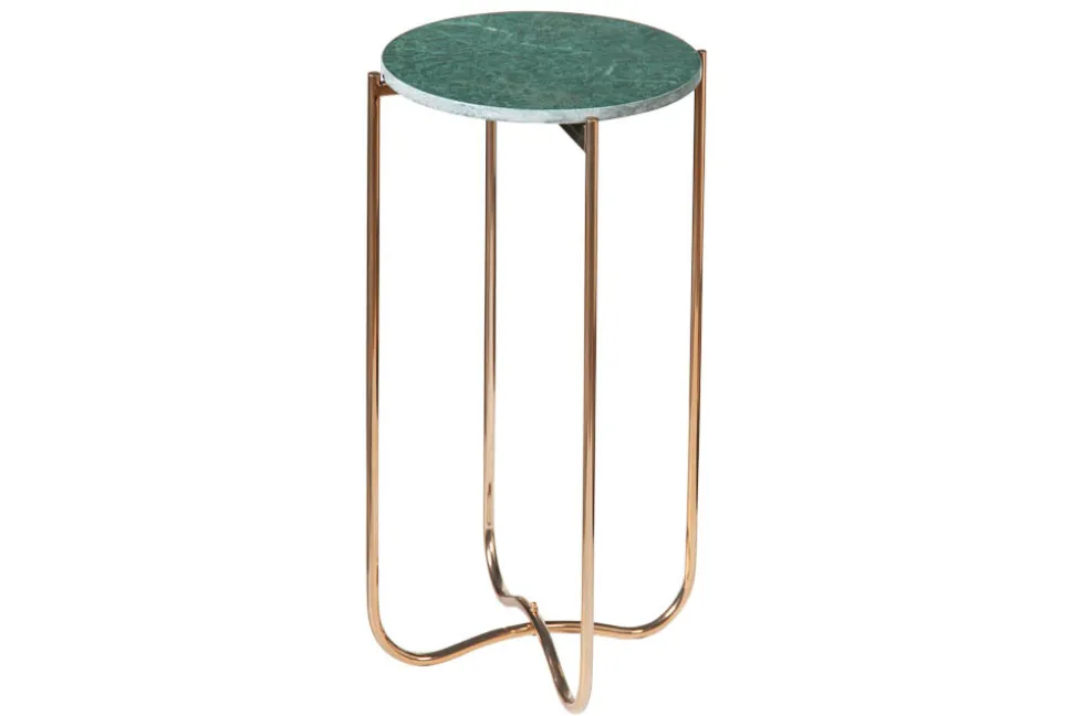 Handgearbeiteter Beistelltisch NOBLE I 35cm grün Marmor abnehmbare Tischplatte rund