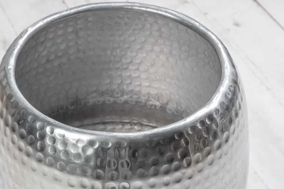 Handgearbeiteter Beistelltisch ORIENT 50cm silber Metall Hammerschlag Design rund