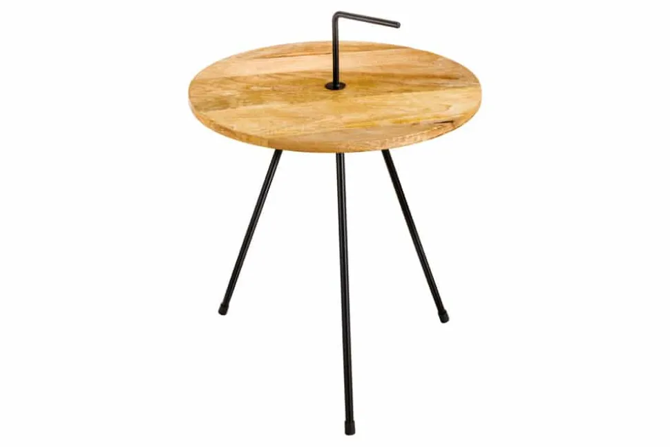 Handgearbeiteter Beistelltisch SIMPLY CLEVER 60cm natur Mangoholz mit Griff