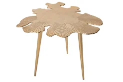 Handgearbeiteter Couchtisch ABSTRACT LEAF 60cm gold filigranes Blatt Design