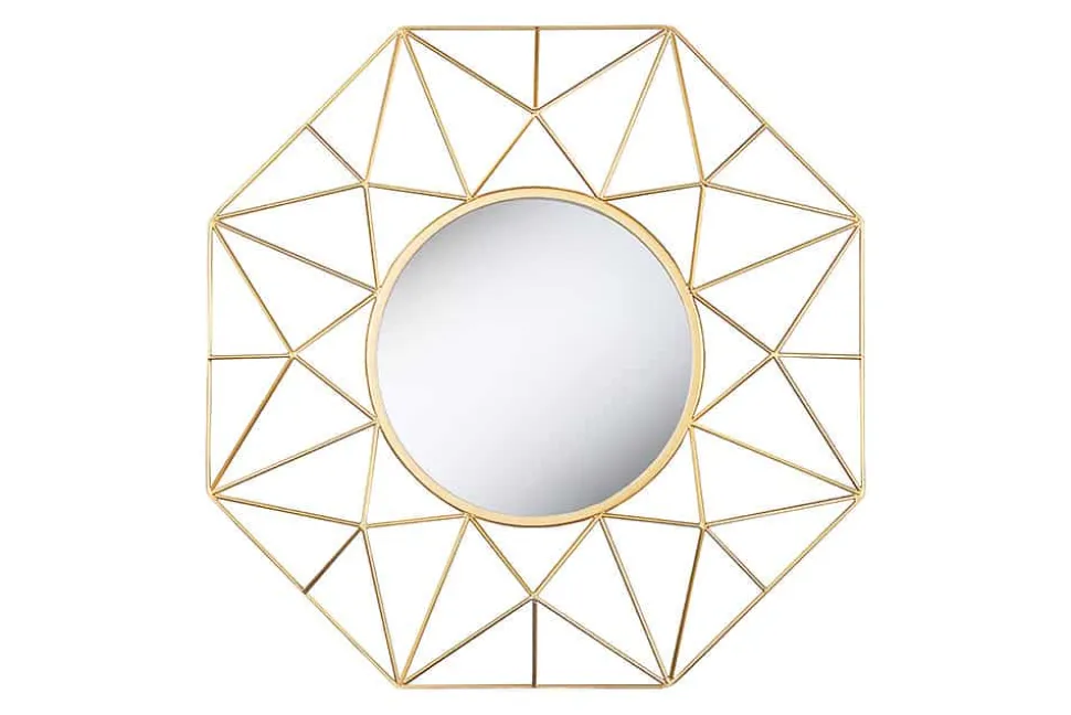 Handgearbeiteter Spiegel DIAMOND L 80cm gold aus Eisen im Retro Design