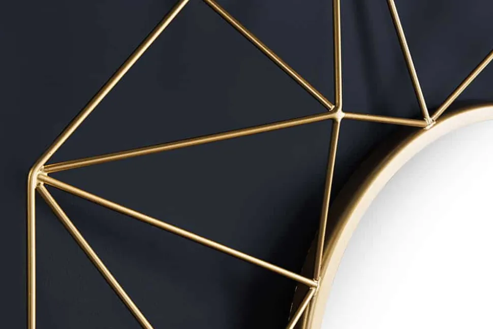 Handgearbeiteter Spiegel DIAMOND L 80cm gold aus Eisen im Retro Design