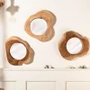 Handgearbeiteter Spiegel REFLECT 31cm natur Teakholz Wandspiegel