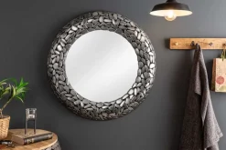 Handgearbeiteter Spiegel STONE MOSAIC XL 82cm silber in Mosaik Optik aus Metall