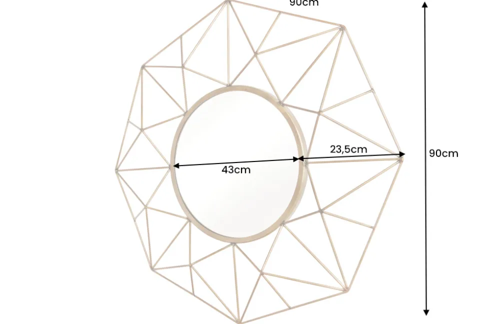 Handgearbeiteter Spiegel DIAMOND XL 90cm messing aus Eisen im Retro Design
