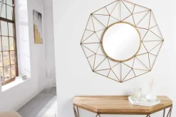 Handgearbeiteter Spiegel DIAMOND XL 90cm messing aus Eisen im Retro Design