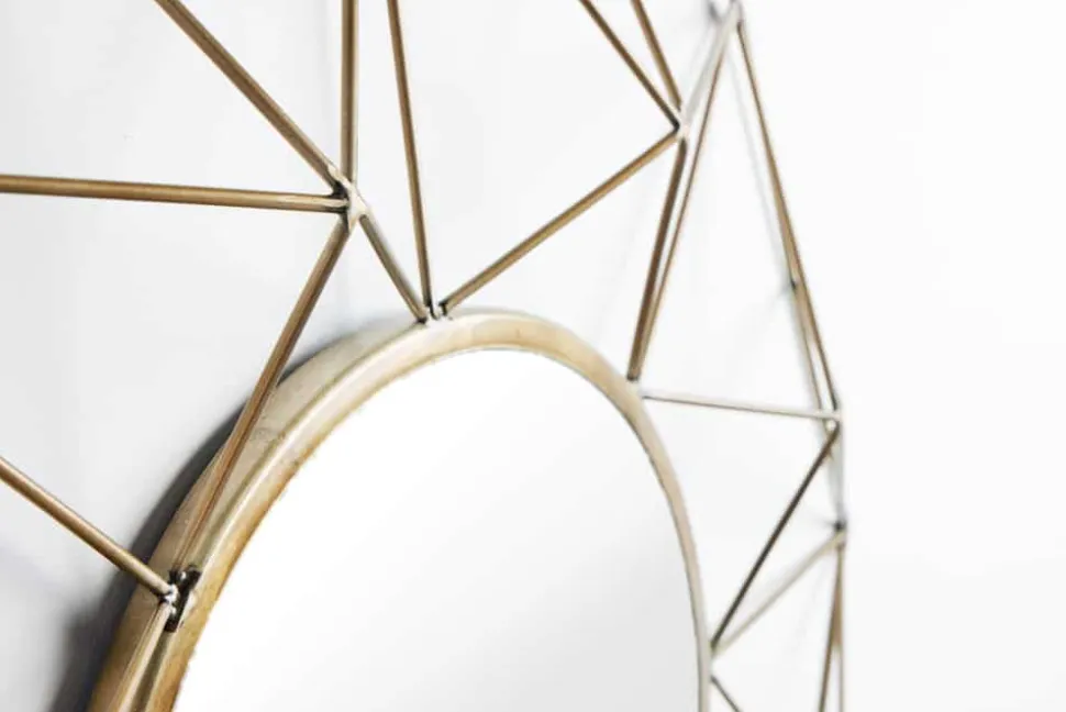 Handgearbeiteter Spiegel DIAMOND XL 90cm messing aus Eisen im Retro Design