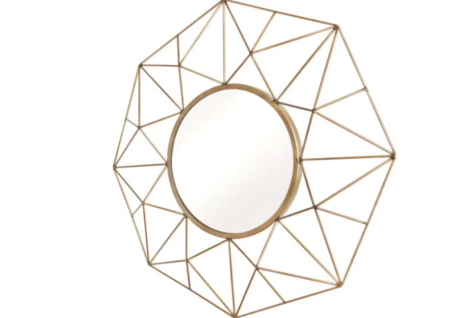 Handgearbeiteter Spiegel DIAMOND XL 90cm messing aus Eisen im Retro Design