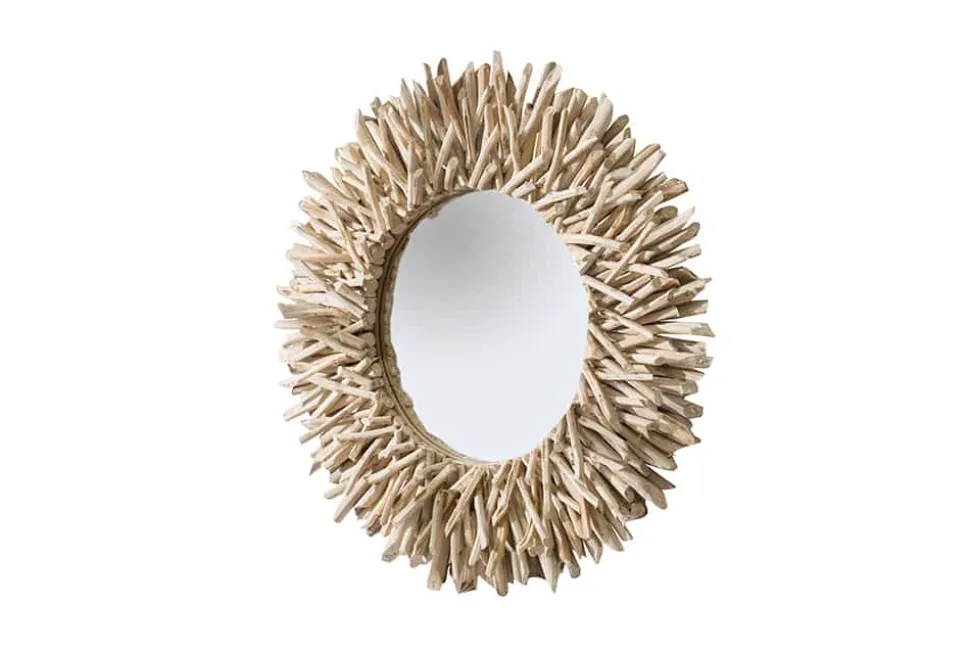 Handgearbeiteter Teakholz Spiegel RIVERSIDE 80cm natur Treibholz