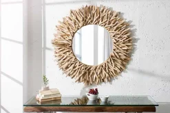 Handgearbeiteter Teakholz Spiegel RIVERSIDE 80cm natur Treibholz