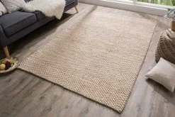 Handgearbeiteter Teppich WOOL 240x160cm beige aus Wolle