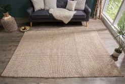 Handgearbeiteter Teppich WOOL 240x160cm beige aus Wolle