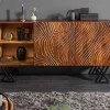 Handgearbeitetes Sideboard FLUID 160cm Mangoholz mit aufwendigen 3D Schnitzereien