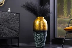 Handgefertigte Deko Vase ORIENT L 60cm gold Metall mit Patina Hammerschlag Design
