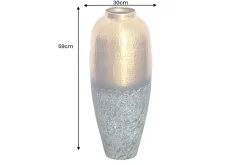 Handgefertigte Deko Vase ORIENT L 60cm gold Metall mit Patina Hammerschlag Design