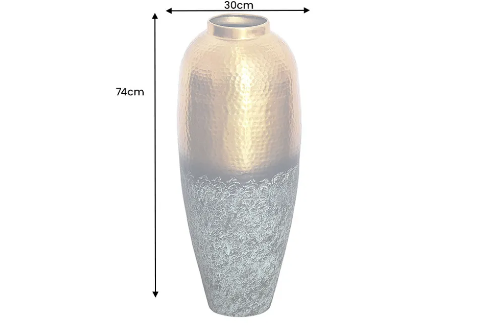Handgefertigte Deko Vase ORIENT XL 75cm gold Metall mit Patina Hammerschlag Design