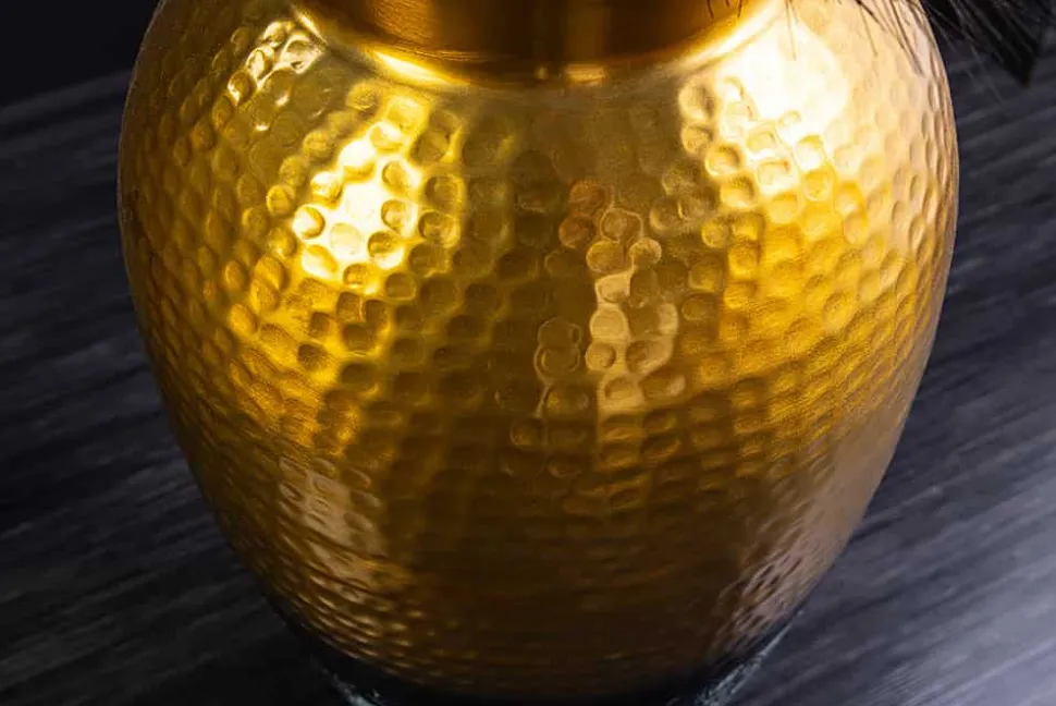 Handgefertigte Deko Vase ORIENT XL 75cm gold Metall mit Patina Hammerschlag Design