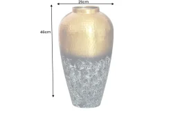 Handgefertigte Deko Vase ORIENT M 50cm gold Metall mit Patina Hammerschlag Design