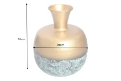Handgefertigte Deko Vase ABSTRACT ORIENT 40cm gold rund Metall Patina