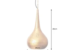 Handgefertigte Hängelampe ORIENT LIVING 50cm gold Eisen Tropfenform