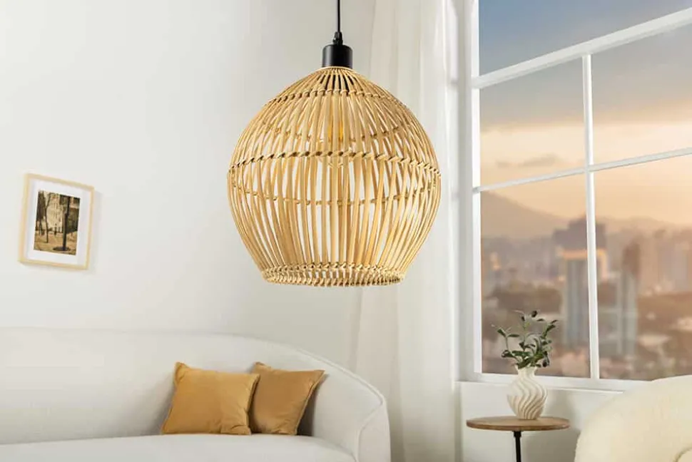 Handgefertigte Hängeleuchte ORGANIC LIVING 30cm natur rund Bambus Boho-Style