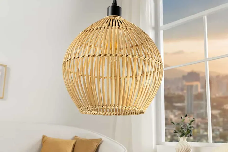 Handgefertigte Hängeleuchte ORGANIC LIVING 30cm natur rund Bambus Boho-Style