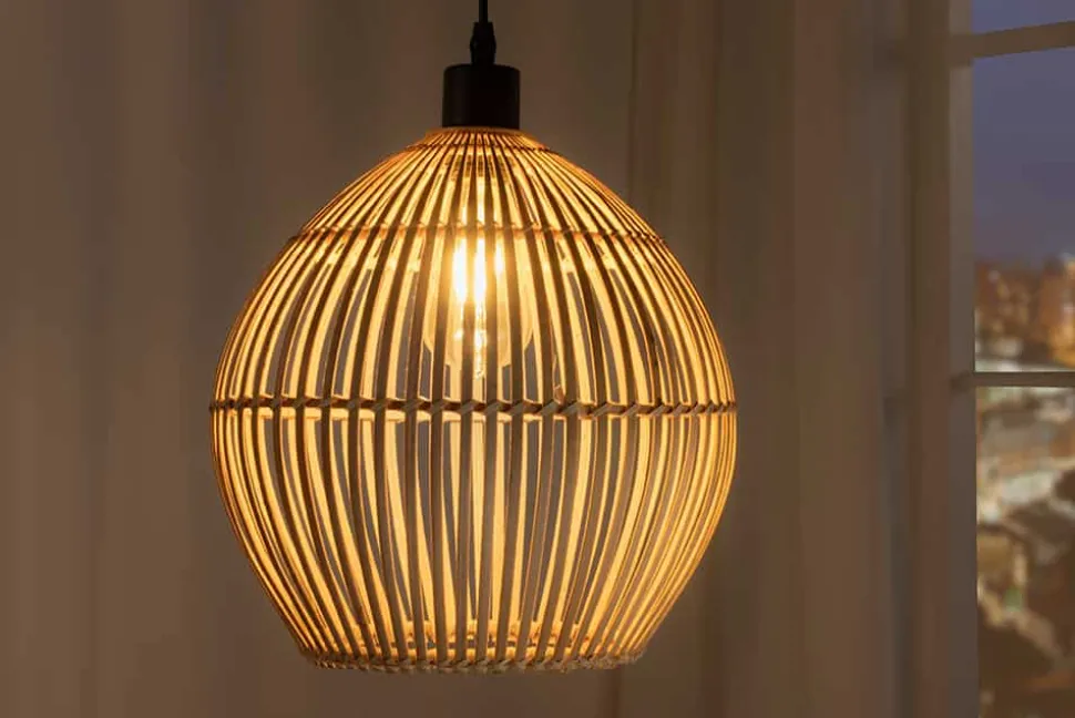 Handgefertigte Hängeleuchte ORGANIC LIVING 30cm natur rund Bambus Boho-Style