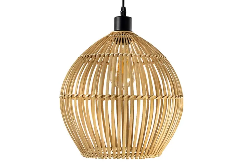 Handgefertigte Hängeleuchte ORGANIC LIVING 30cm natur rund Bambus Boho-Style