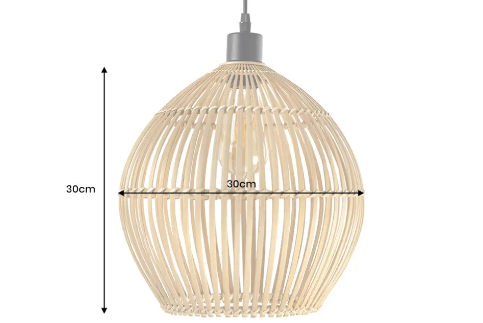 Handgefertigte Hängeleuchte ORGANIC LIVING 30cm natur rund Bambus Boho-Style