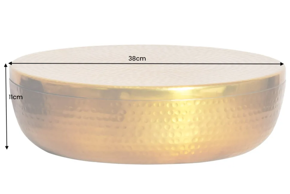 Handgefertigte Schale ORIENT 40cm gold Metall rund mit Deckel Schmuck-Dose