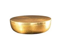 Handgefertigte Schale ORIENT 40cm gold Metall rund mit Deckel Schmuck-Dose