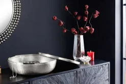 Handgefertigte Schale ORIENT 40cm silber Metall rund mit Deckel Schmuck-Dose