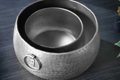 Handgefertigte Schalen 2er Set ORIENT silber Blumentopf im Hammerschlagdesign