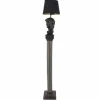 Handgefertigte Stehlampe DAVID 120cm schwarz mit Büste Stoffschirm